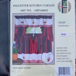 Apples Kitchen curtain  color read and white